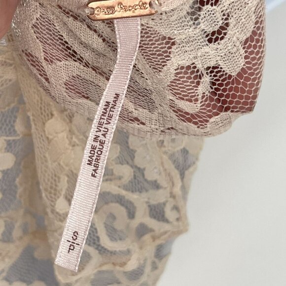 NEW Free People Pearl Lace Long Sleeve Faux Wrap Fitted Mini Dress Ivory - Picture 15 of 16